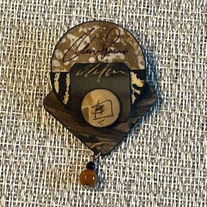 Hand dyed silk signed brooch or pendant.  Suzanne Bellows artist.